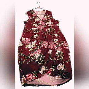 Amazon, XXL, Burgundy Sleeveless Floral Wrap Dress